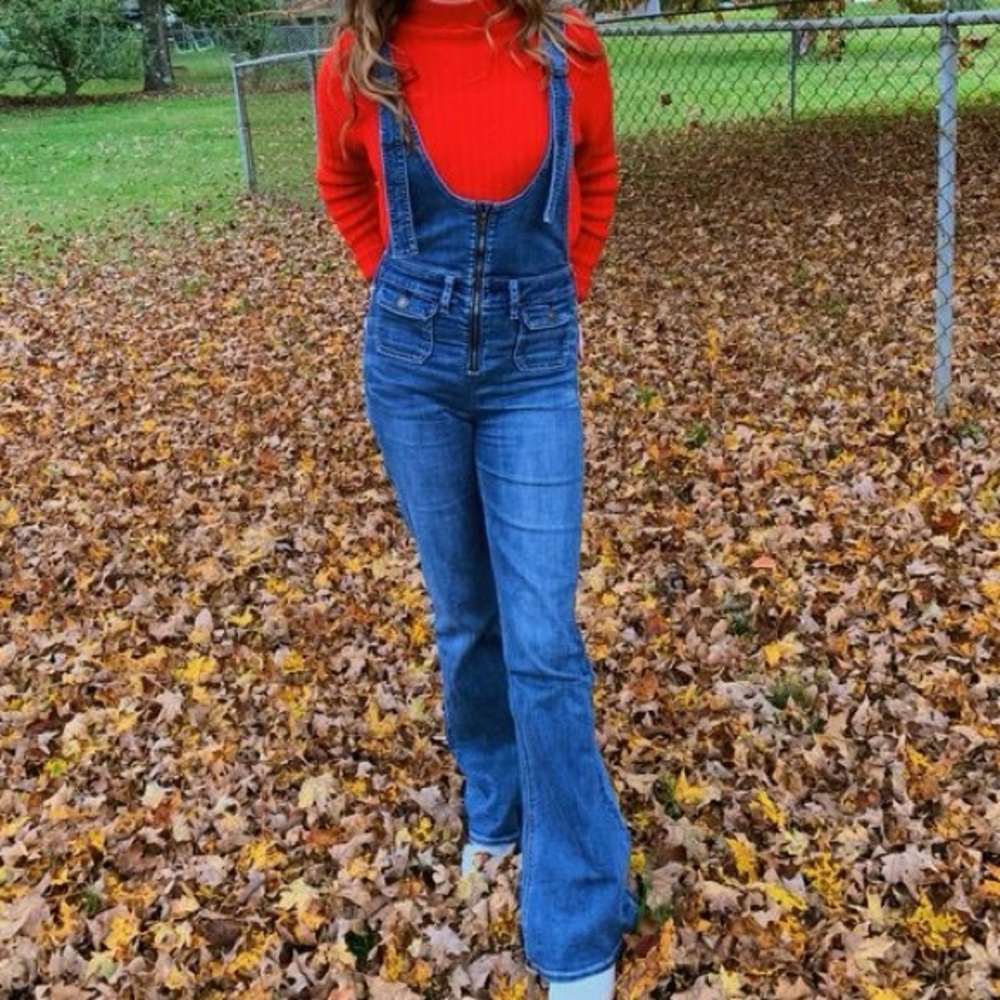 american eagle flare overalls
